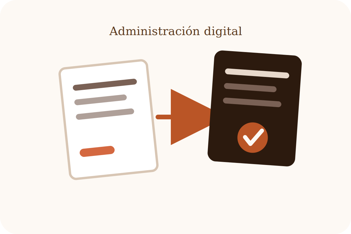 Ilustración de una factura en papel transformándose en un documento digital validado con un check.