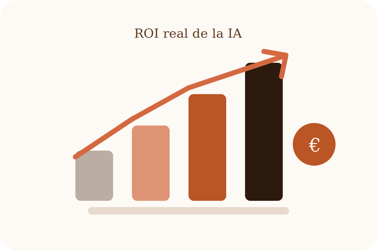 Ilustración de un gráfico de barras ascendente con una flecha de crecimiento y un símbolo de euro.